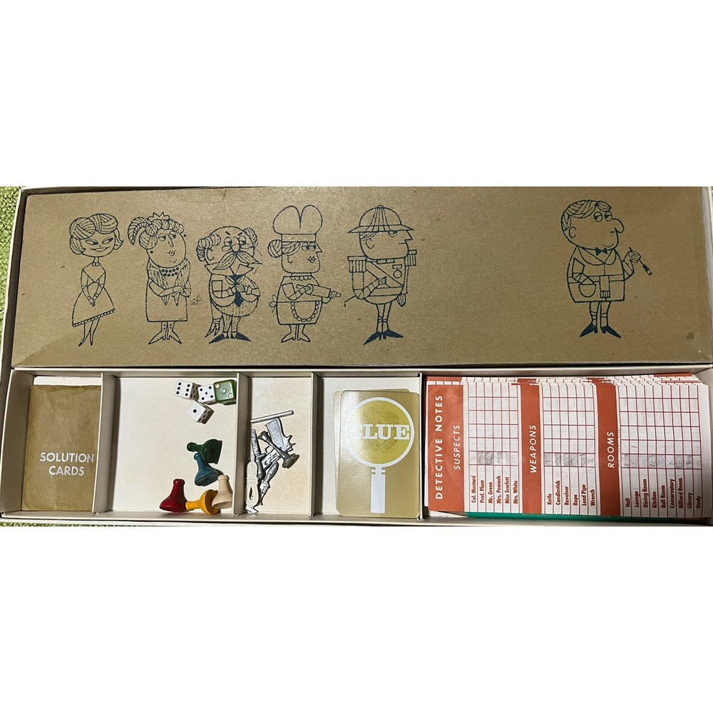 Clue Board Game Original Parker Brothers Complete except plum piece 1963 Vintage
